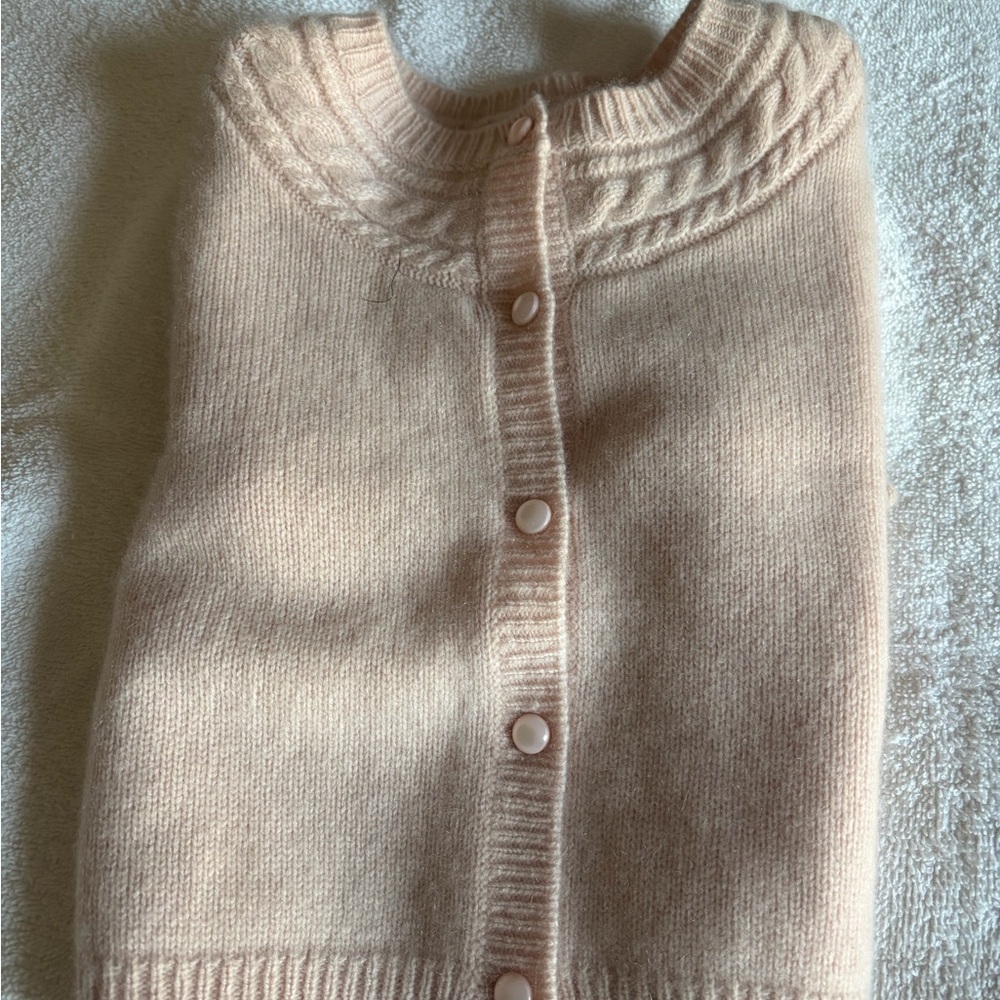 12 Month Baby Cashmere Pink Button-Up Sweater
